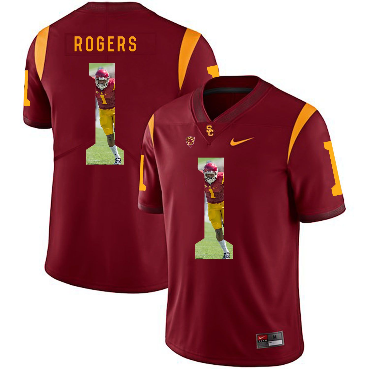 Men USC Trojans #1 Rogers Red Fashion Edition Customized NCAA Jerseys
